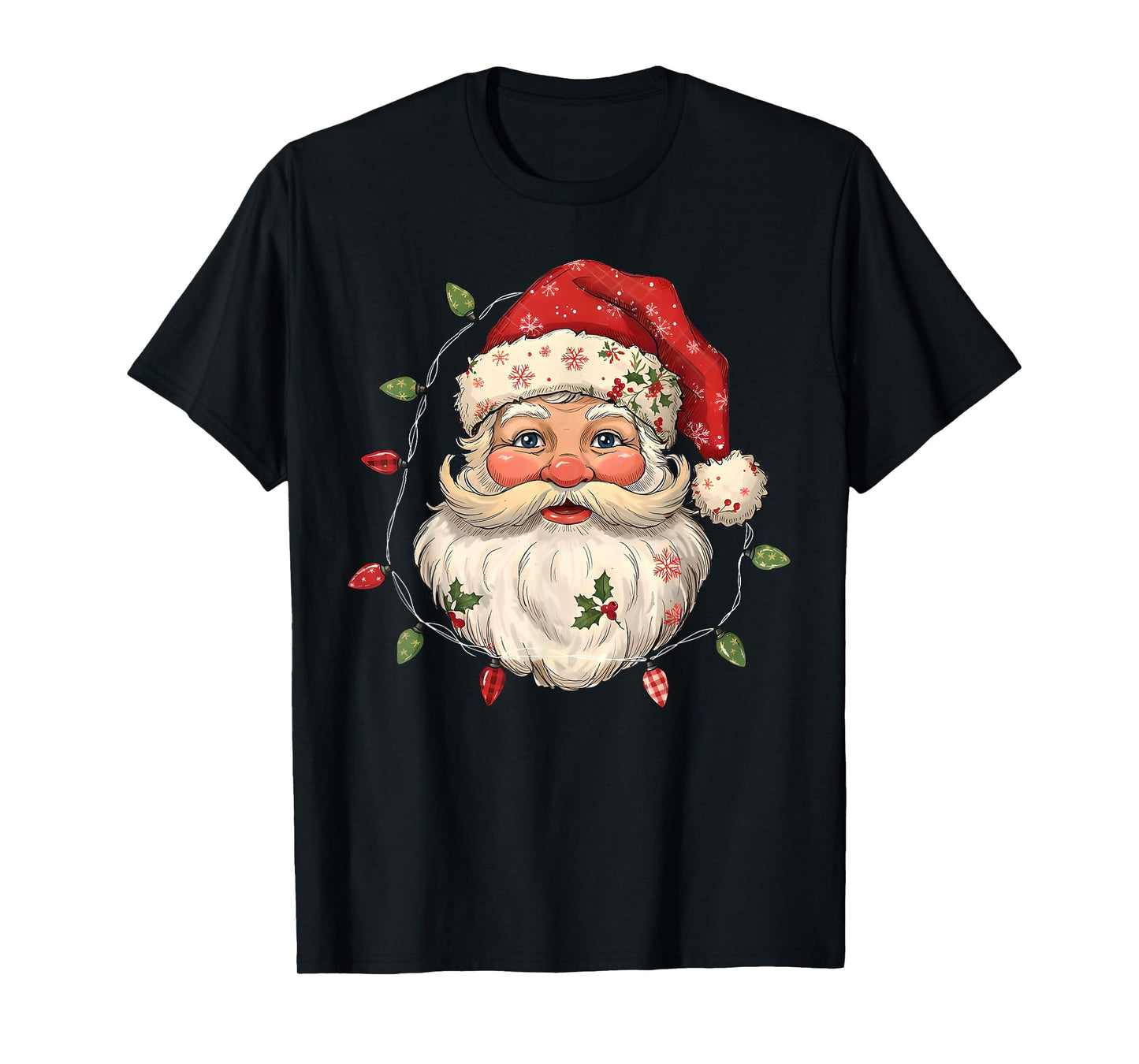 Santa Snowman Christmas Xmas Lights Family Pajamas Holiday T-Shirt