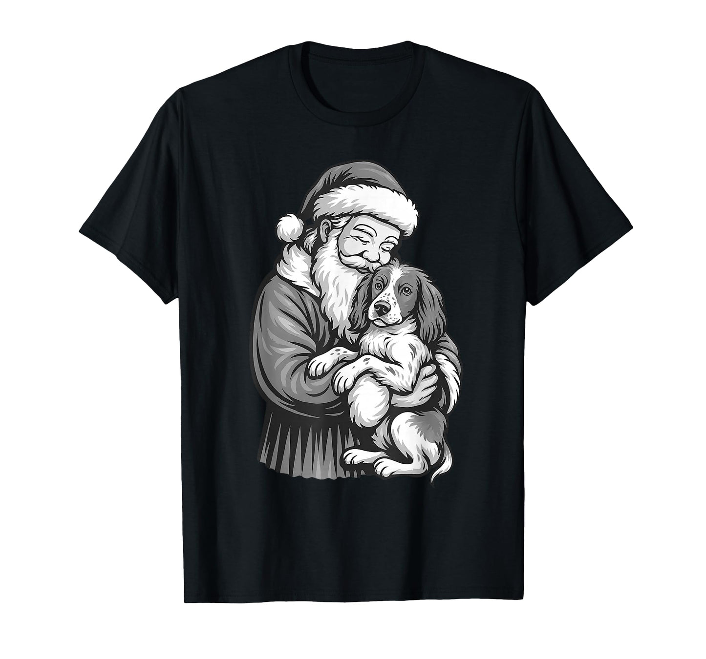 Brittany Spaniel Santa Claus Christmas Dog Lover T-Shirt