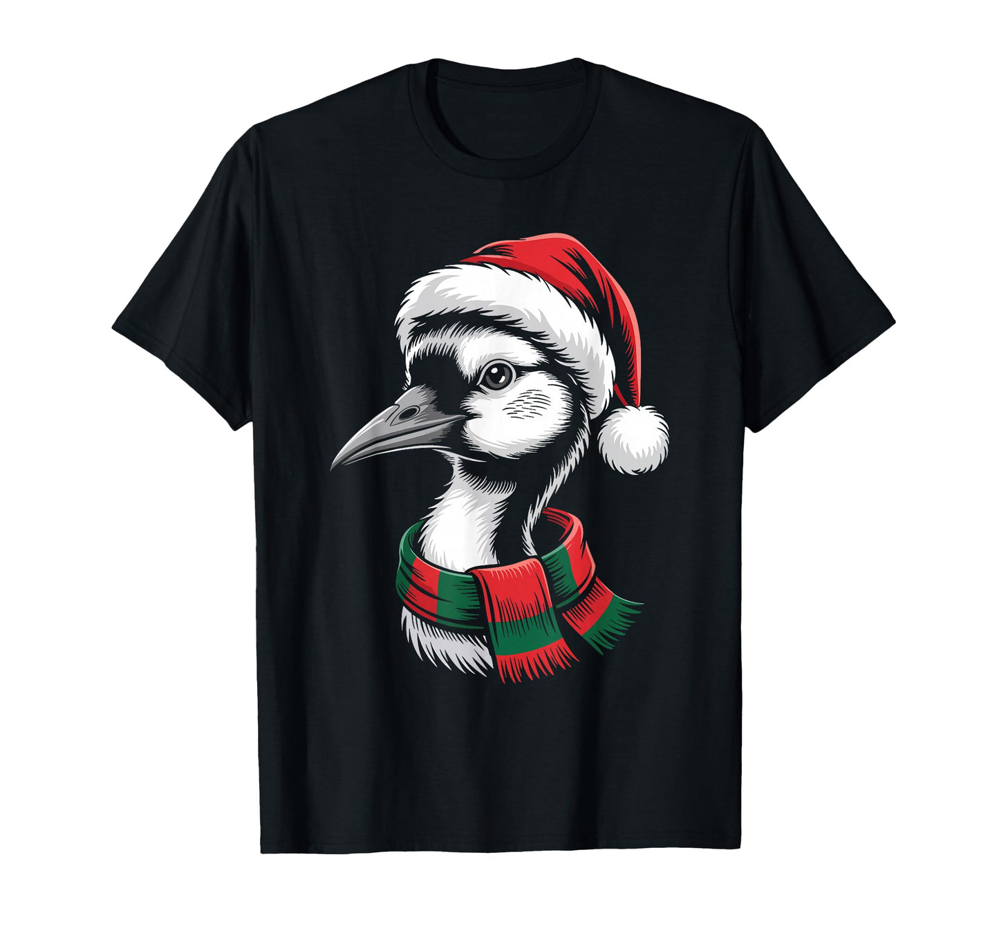 Crane Xmas Santa Hat Scarf Christmas Costume T-Shirt