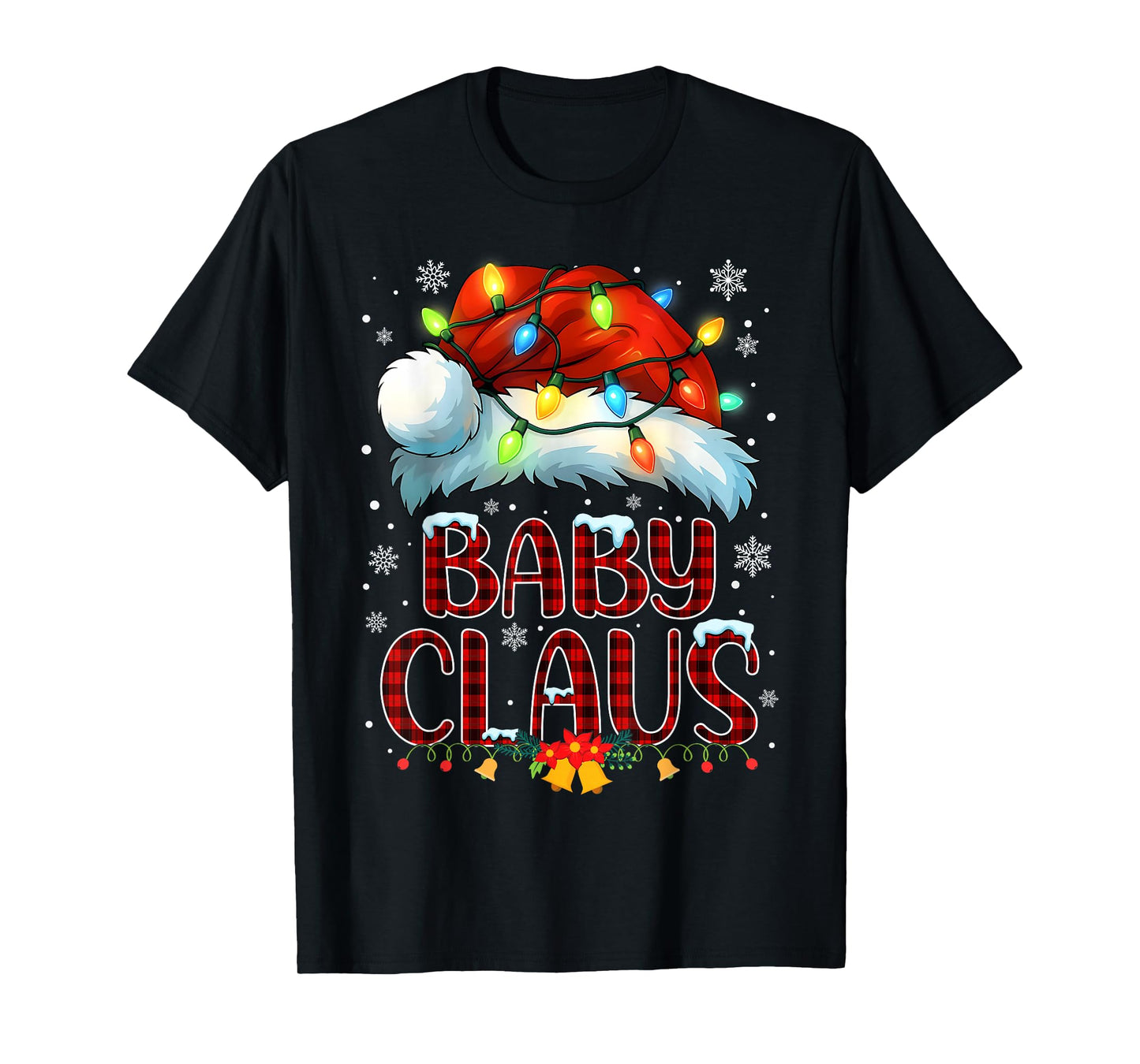 Christmas Hat Lights Pajama Baby Claus Family Matching T-Shirt
