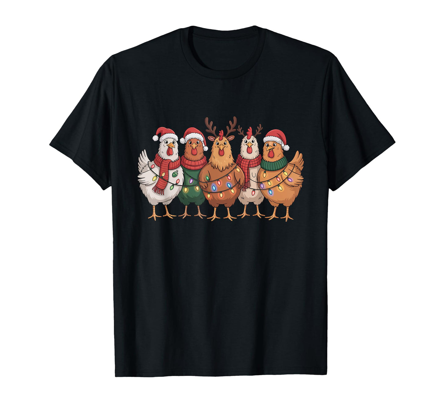 Christmas Lights Chicken Santa Funny Xmas Tree for Men Women T-Shirt