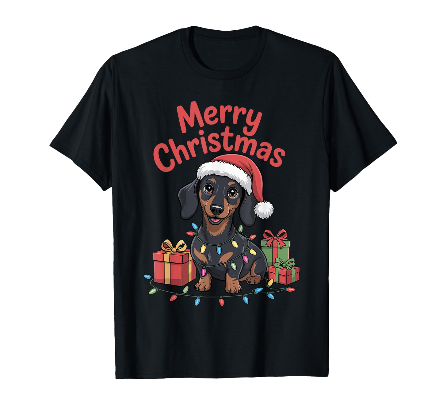 Cute Dachshund Christmas Xmas Design Funny Dog Lover Holiday T-Shirt