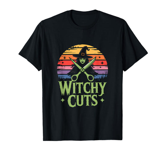 Witch Hairdresser: Witchy Cuts Retro Sunset Hair Stylist T-Shirt