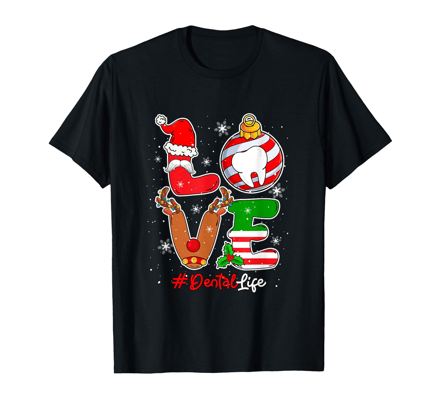 Love Dental Christmas Santa Reindeer Costume Job Team T-Shirt