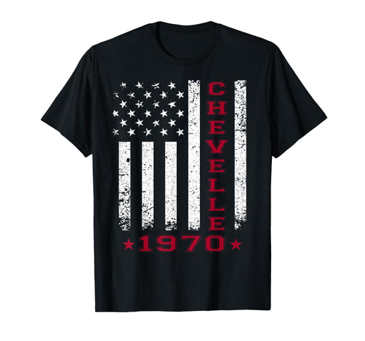 American Flag Jersey Style Chevelle 70 1970 Muscle Car T-Shirt