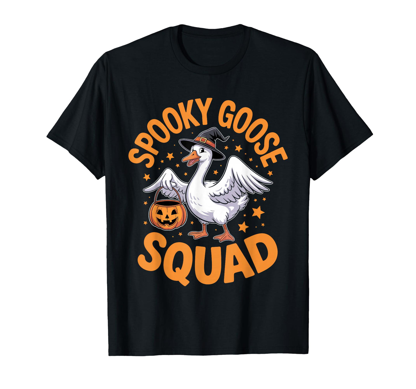 Spooky Goose Squad Funny Halloween Witch Pumpkin Women Men T-Shirt