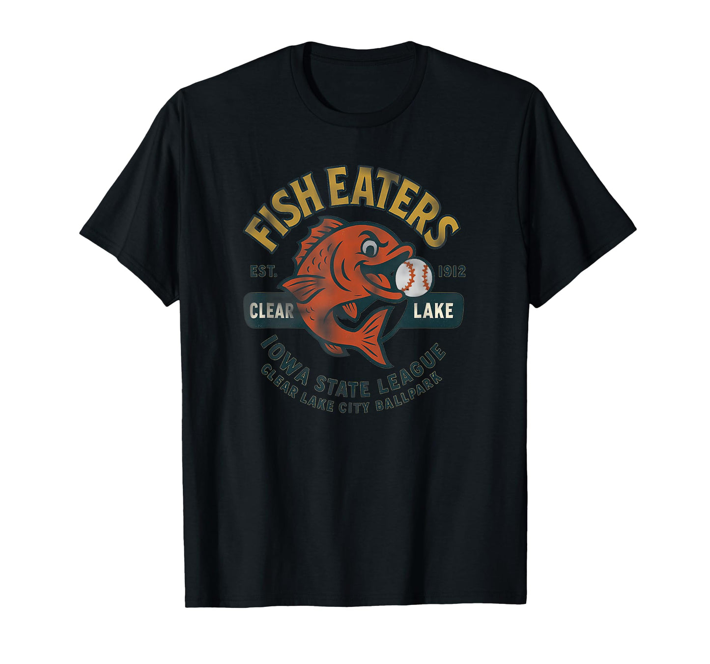 Vintage Iowa Fish Eaters Defunct Baseball Team Minor League T-Shirt