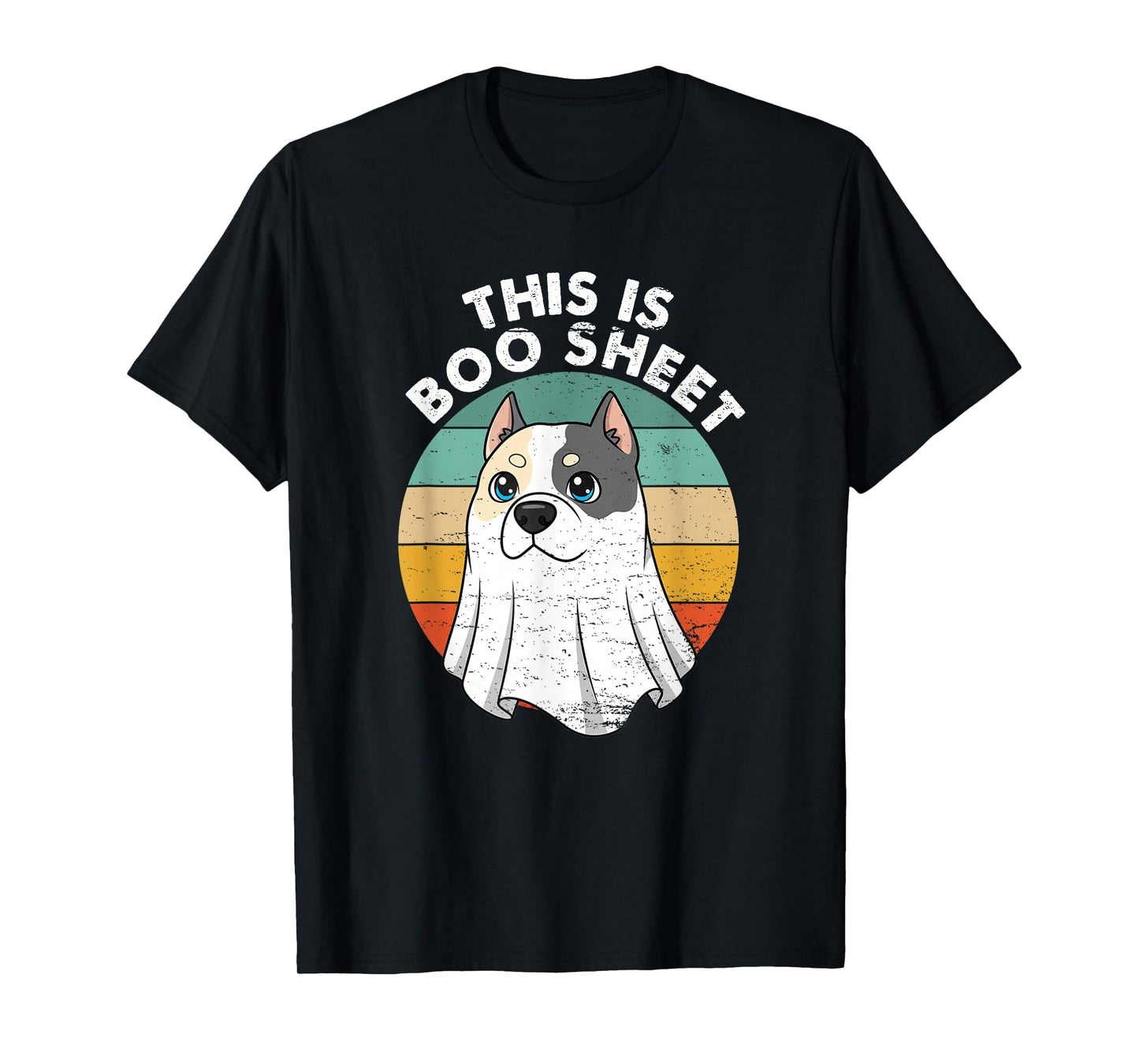 This is Boo Sheet Pitbull Dog Retro Halloween Funny Dog T-Shirt