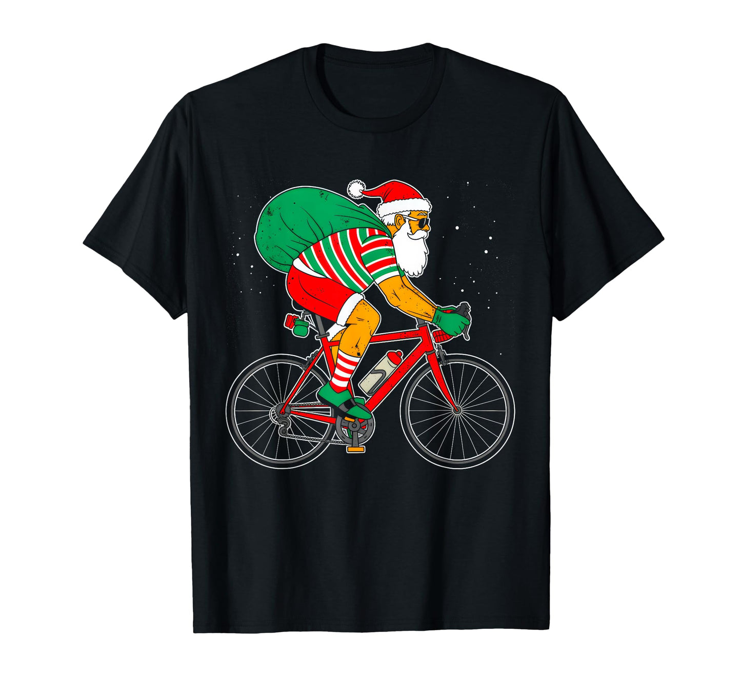 Retro Santa Riding Bicycle Cycling Biking Elf Bike Christmas T-Shirt