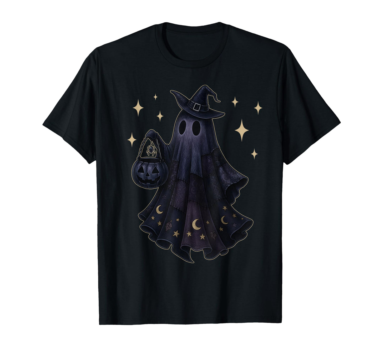 Witchy Gothic Ghost Halloween Ghost Moon Spider Stars T-Shirt