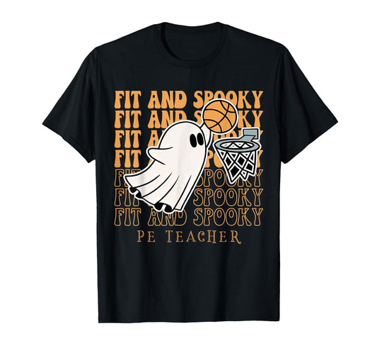 Fit & Spooky PE Teacher Fall Halloween PE Teacher Basketball Men Women T-Shirt