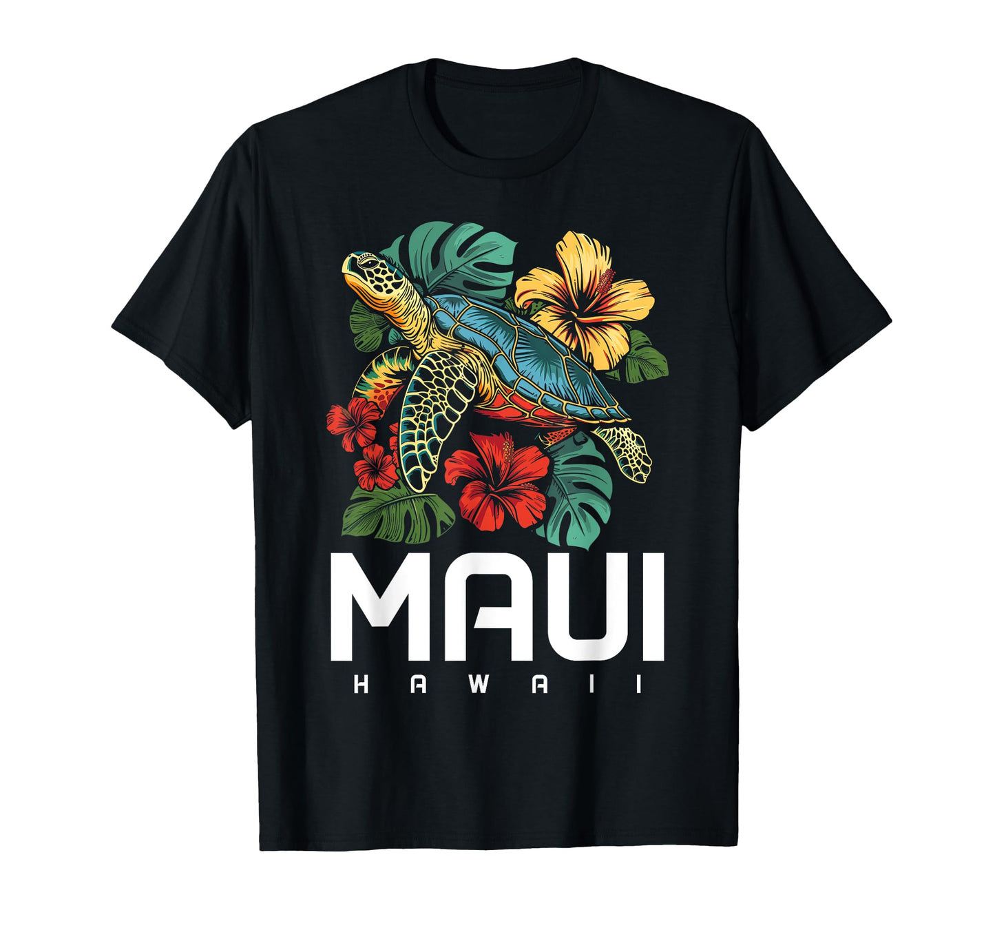 Maui Hawaii Sea Turtle Diving Flower Hawaii Souvenir T-Shirt