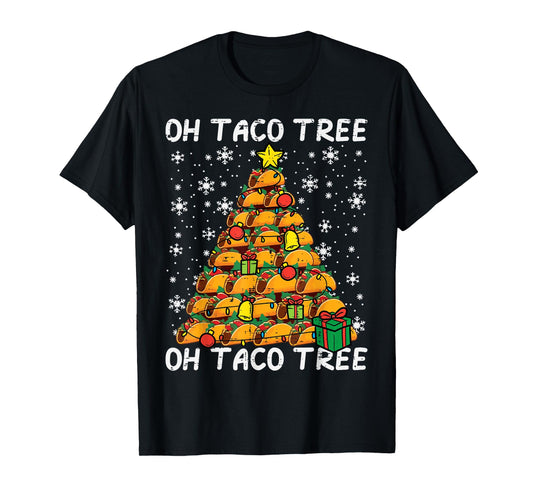 Tacos Christmas Tree Funny Xmas Foodie Mexican Men Women Kid T-Shirt