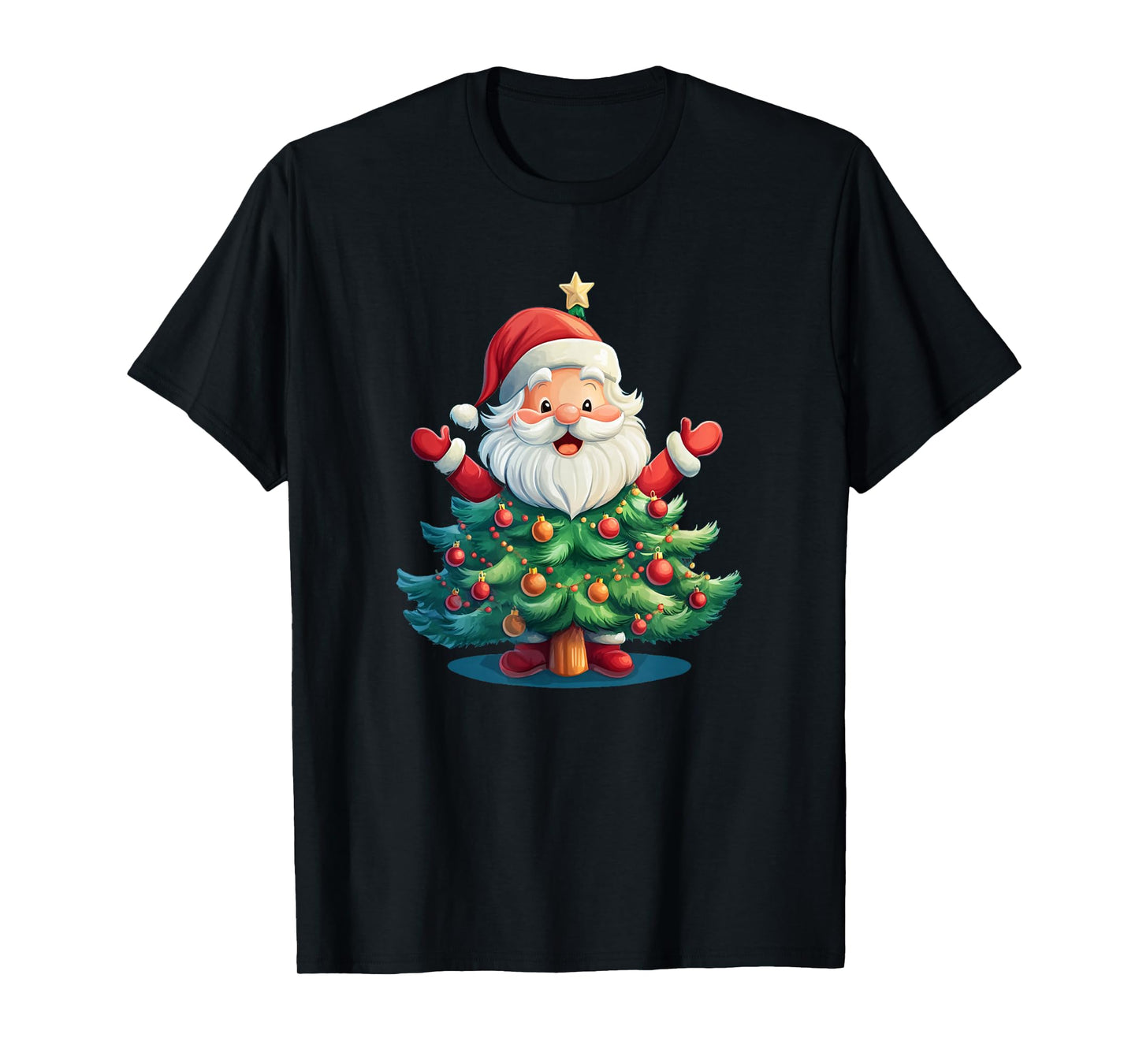 Christmas Tree and Santa Claus Brings Holiday Smiles T-Shirt
