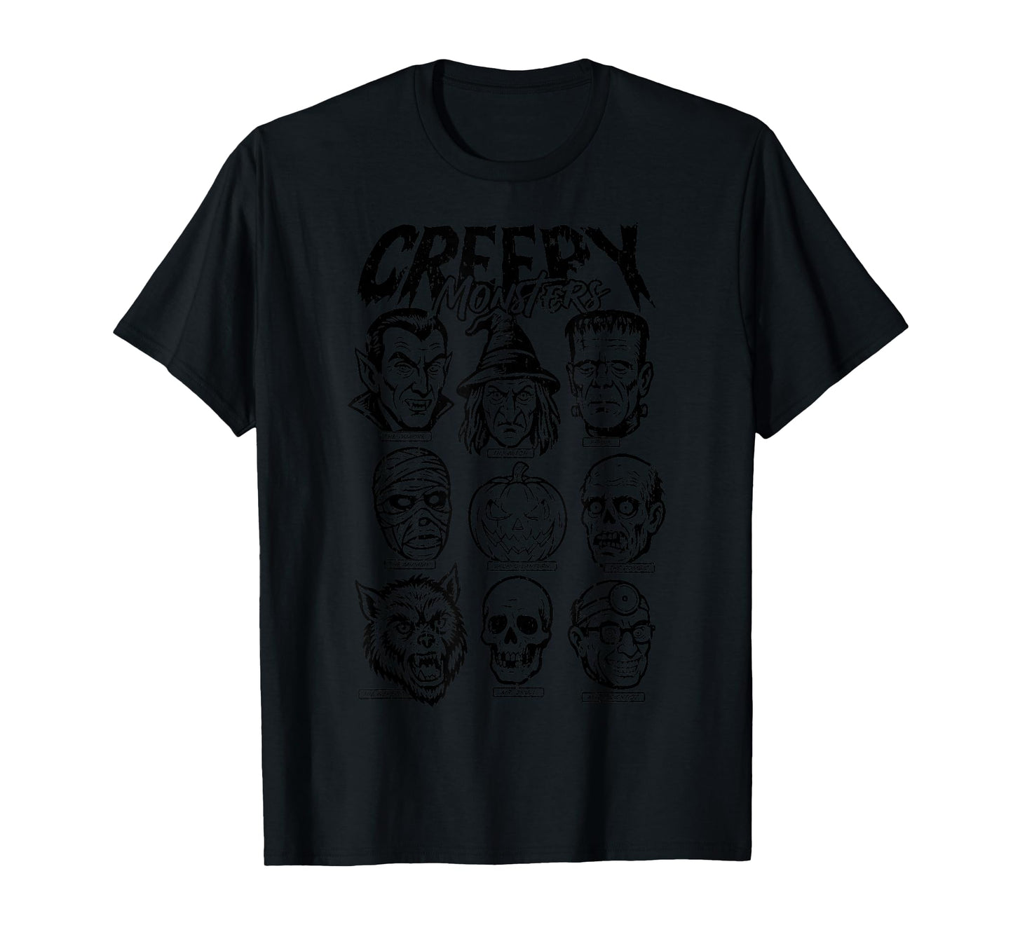 Halloween Boys Creepy Monsters Mummy Skeleton Frankenstein T-Shirt