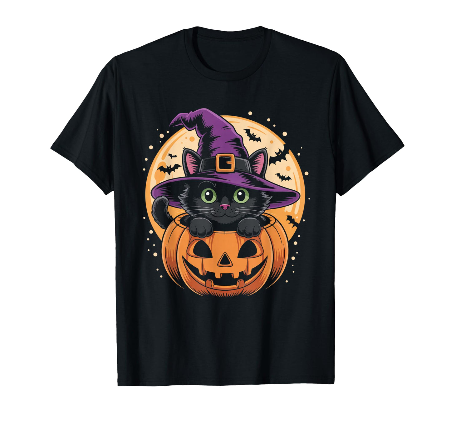 Cat Halloween Pumpkin Black Cat Scarry Spooky Gifts Kids T-Shirt