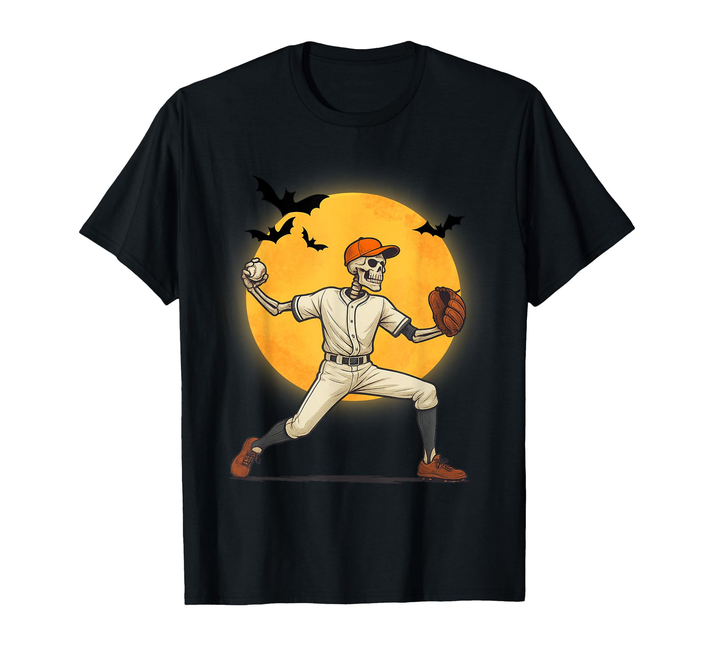 Halloween Baseball Skeleton Vintage Funny Baseball Halloween T-Shirt