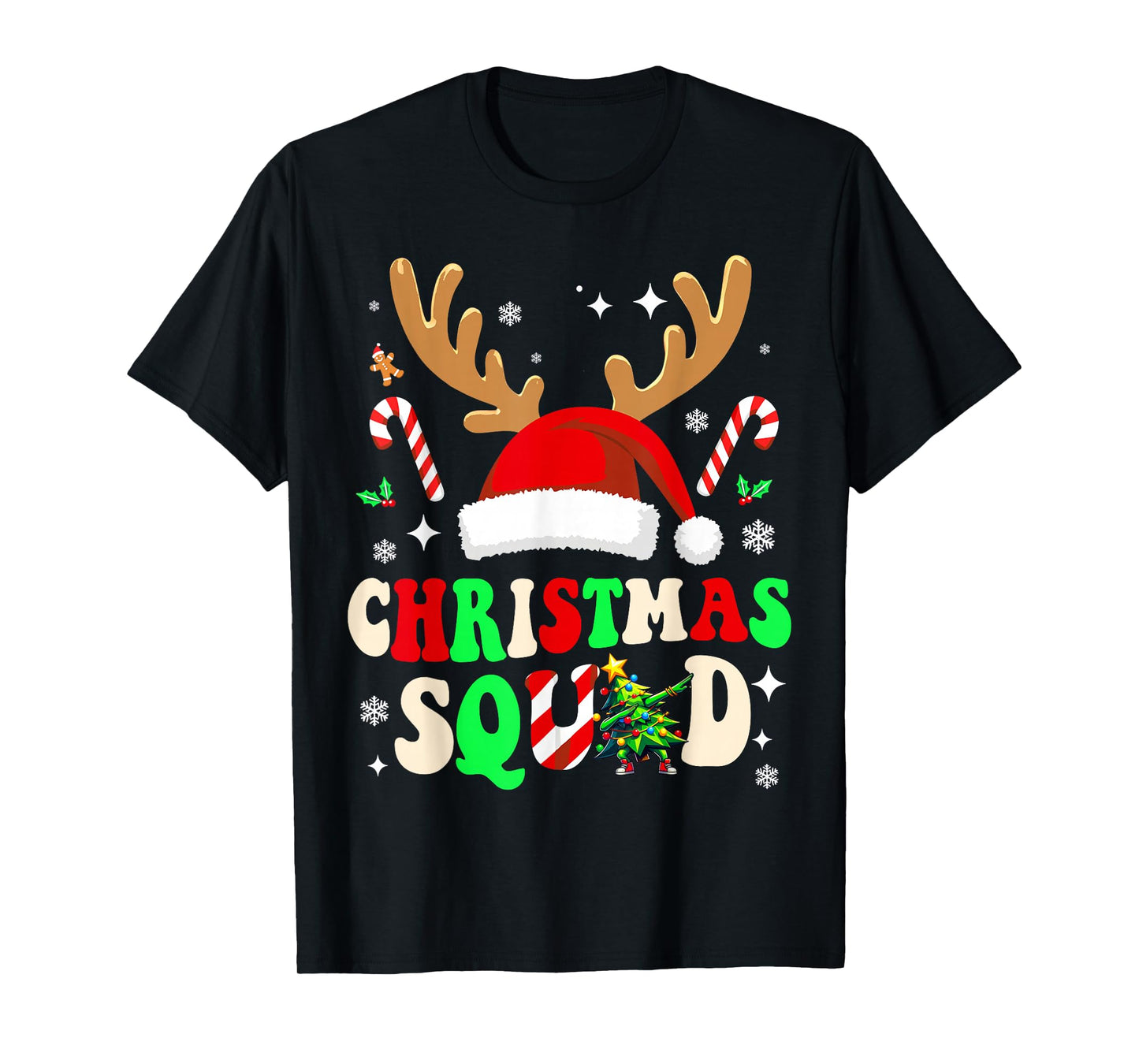 Christmas Squad Groovy Funny Matching Family Outfit Holiday T-Shirt
