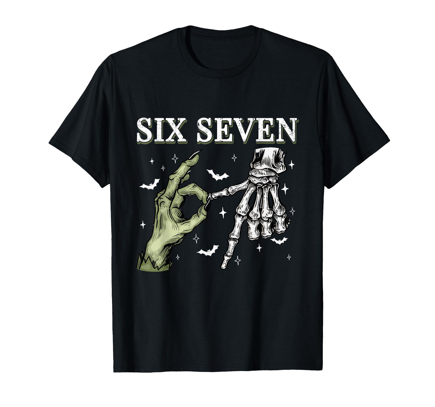 67 Six Seven Brainrot Halloween Witch Skeleton Phrase Meme T-Shirt