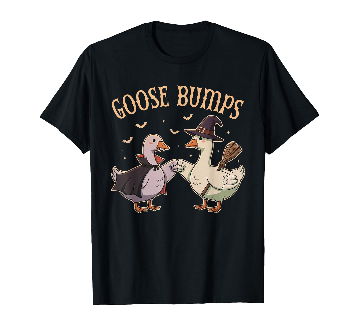 Goose Bumps Halloween Costume Goose Witch Hat Vampire Bats T-Shirt