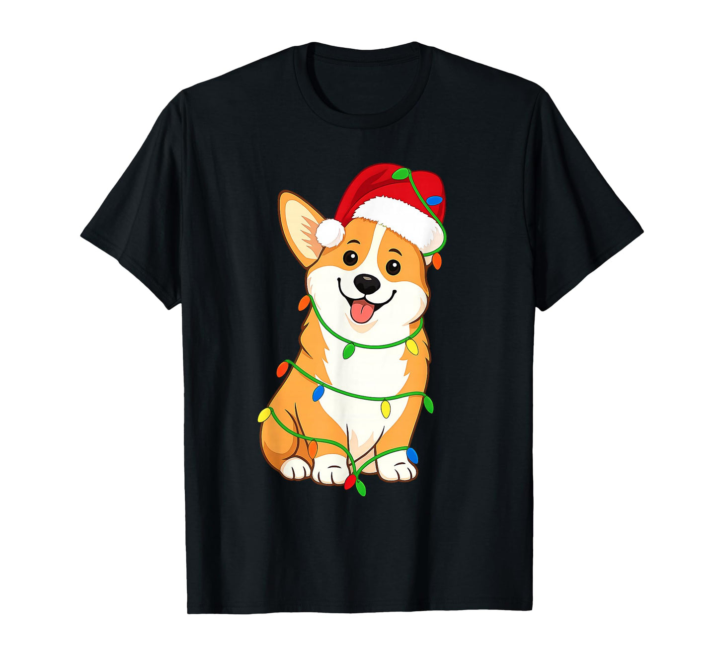 Corgi Christmas Tree Lights Holiday Dog Lover T-Shirt