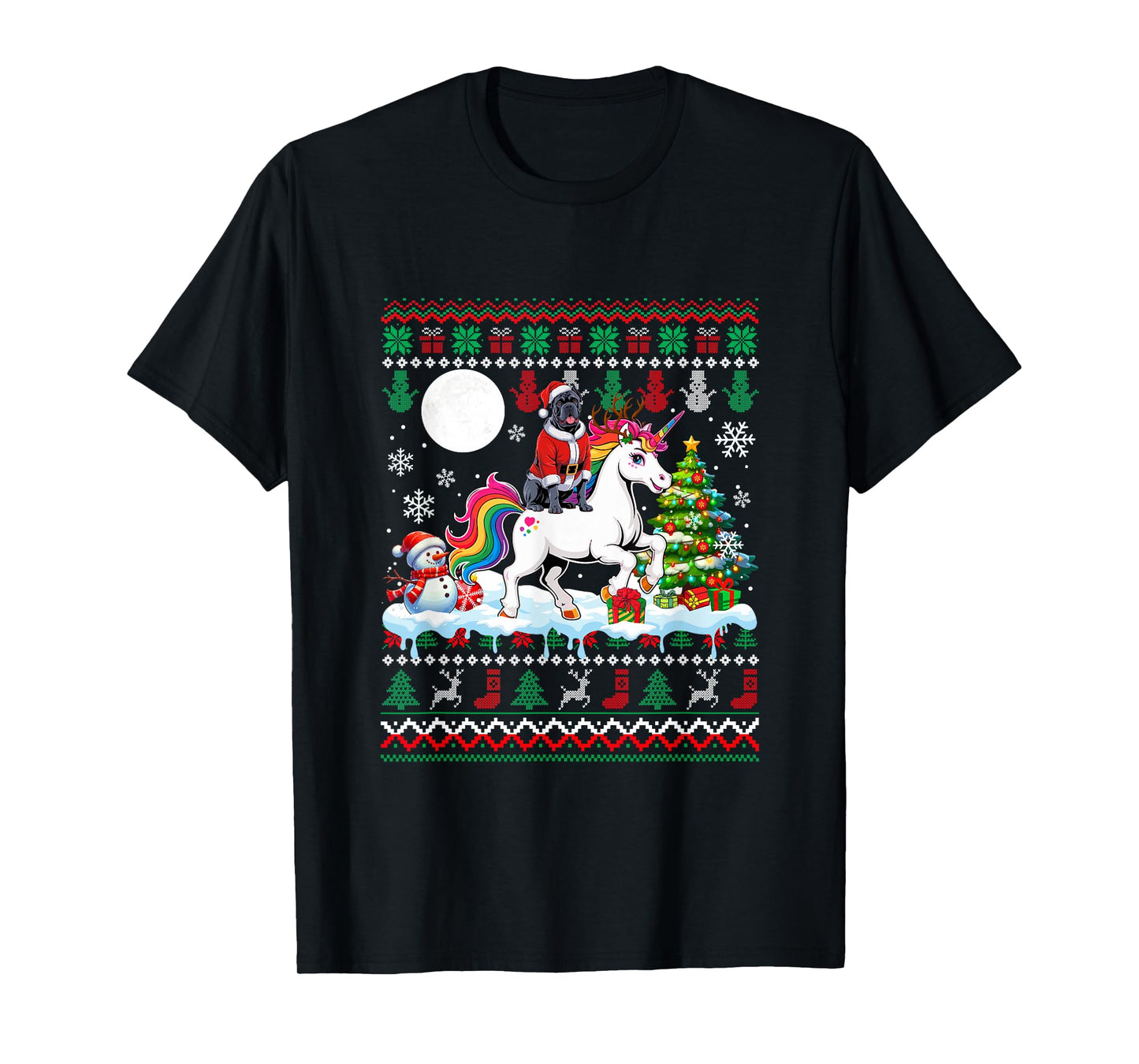 Santa Cane Corso Riding Unicorn Sweater Christmas Owner Kids T-Shirt
