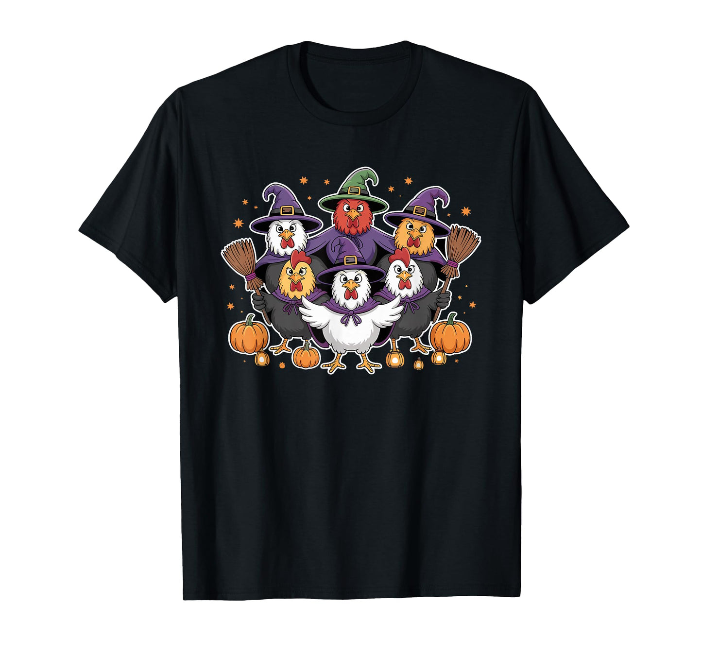 Witchy Chicken Squad Halloween Moon T-Shirt
