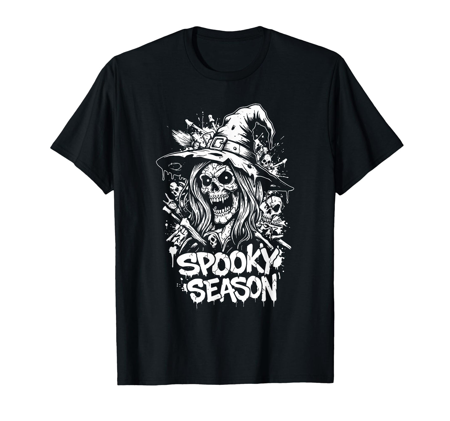 Spooky Season Witch Skull Halloween Costume for Women & Girl T-Shirt