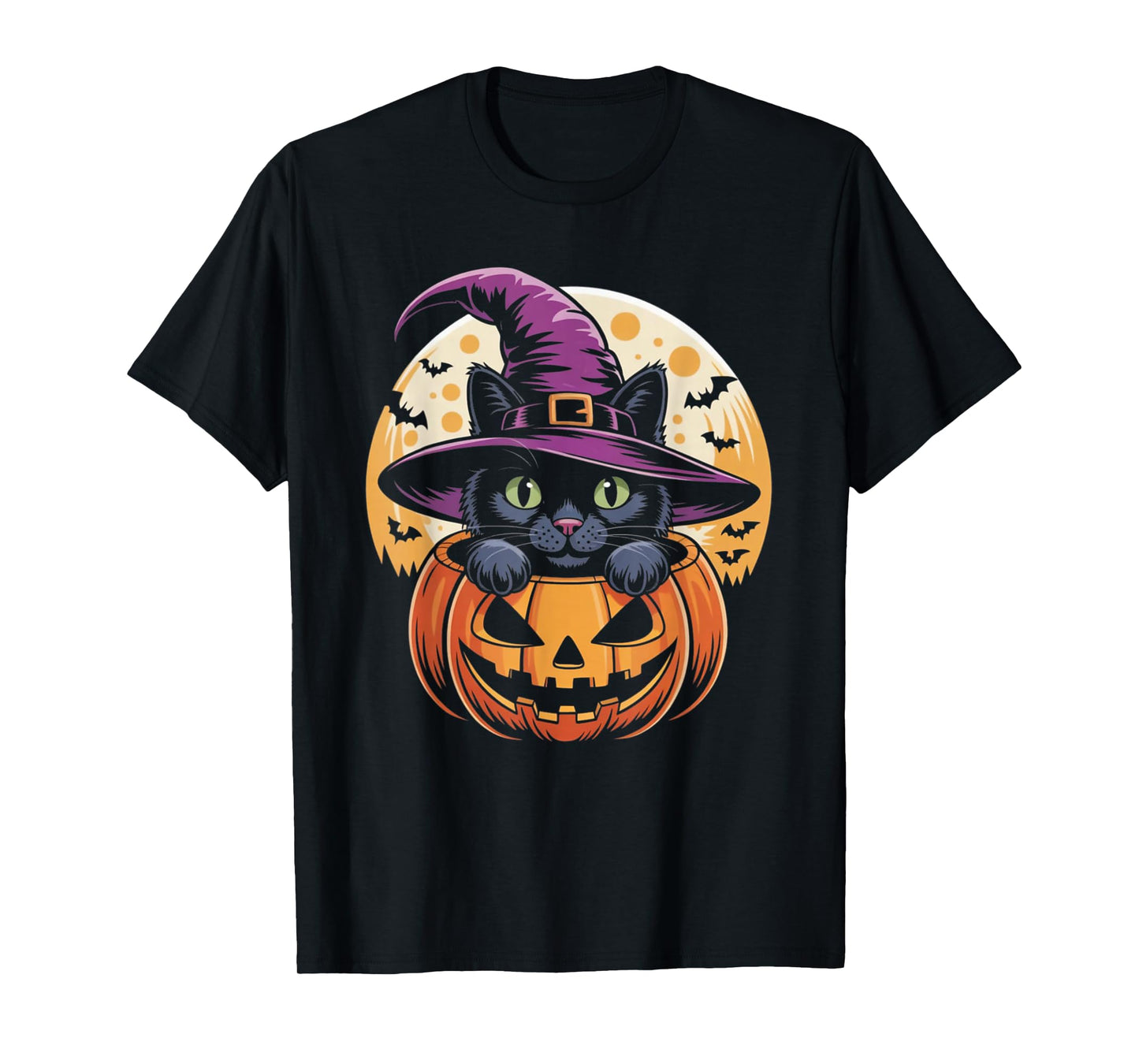 Cat Halloween Pumpkin Black Cat Scarry Spooky Gifts Kids T-Shirt