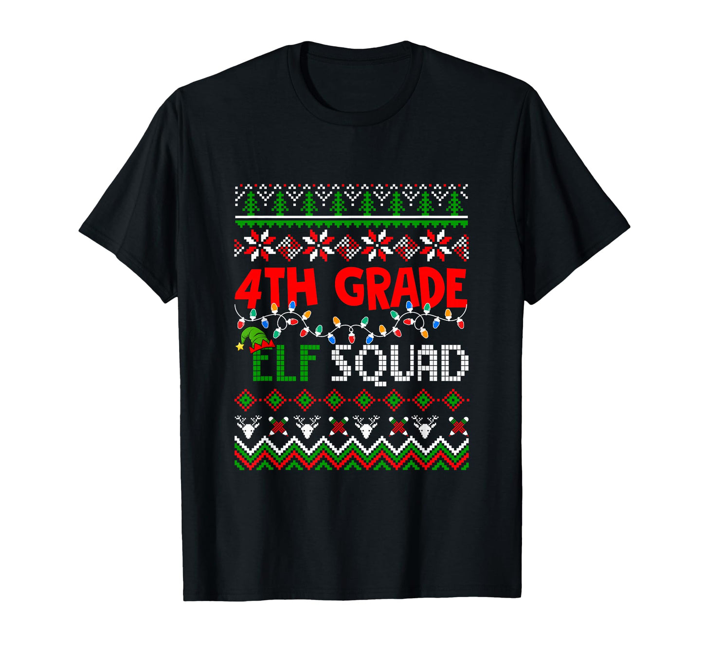4th Grade Elf Squad Christmas Sweater Students Teachers T-Shirt