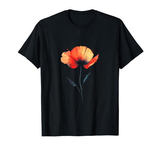 Poppy Flower August Birth Flower Poppies Floral Birthday T-Shirt
