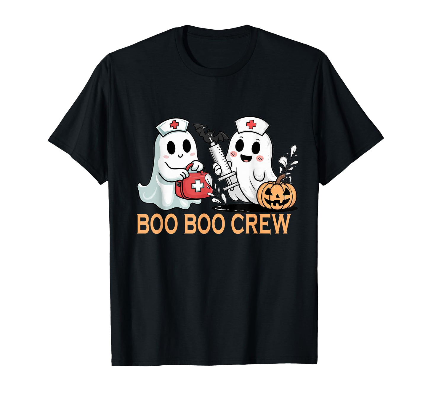 Ghost Boo Boo Crew Nurse Halloween Women Spooky Nurse Funny T-Shirt