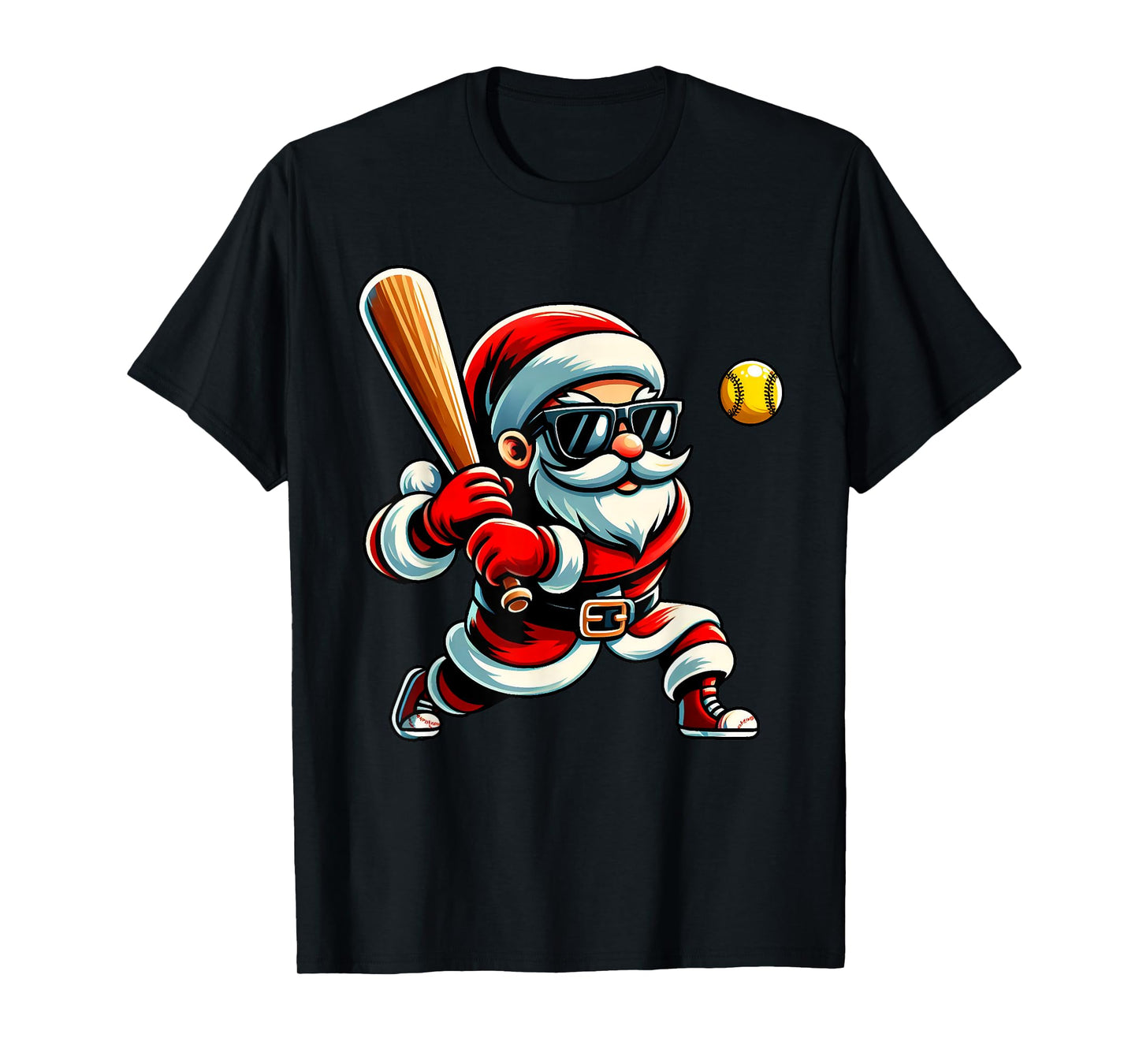 Christmas Santa Claus Play A Softball Funny Boys Kids Xmas T-Shirt