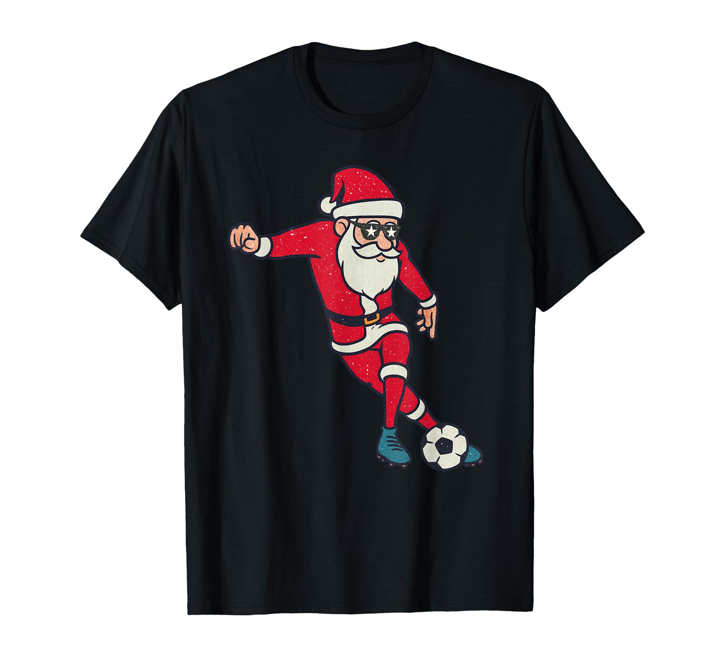 Santa Playing Soccer Christmas Vintage Funny Xmas Holiday T-Shirt