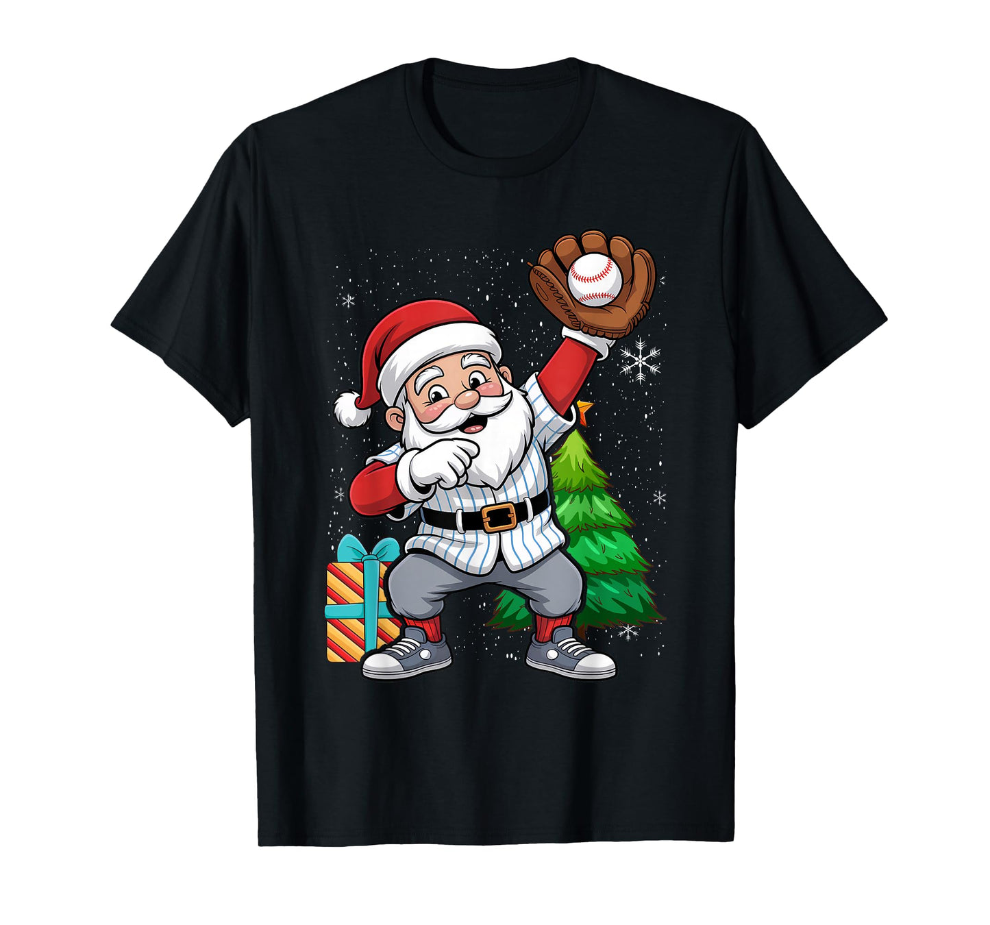 Baseball Santa Christmas No Hitter Pitching Claus T-Shirt