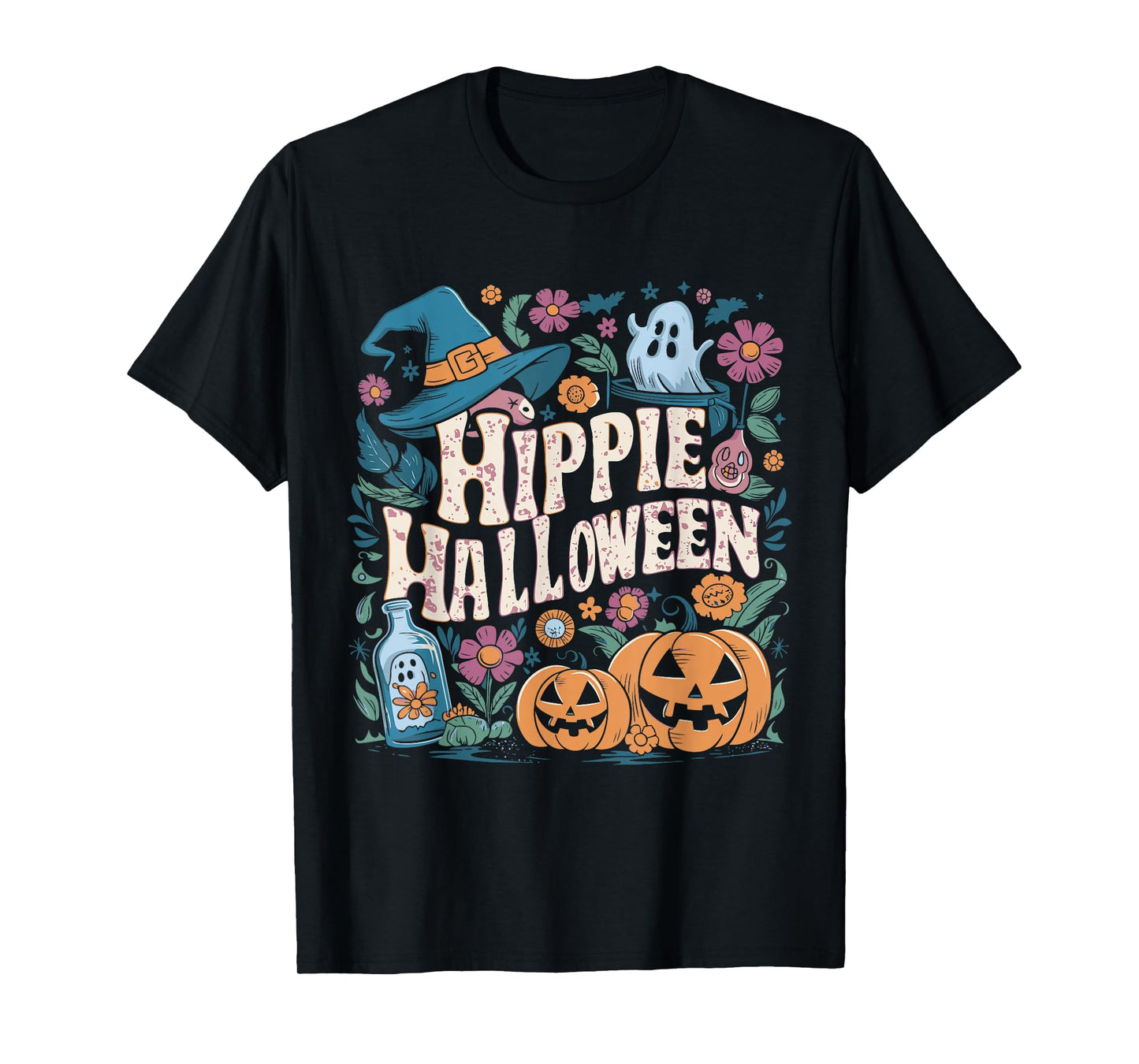 Hippie Halloween Groovy Ghost Pumpkins T-Shirt