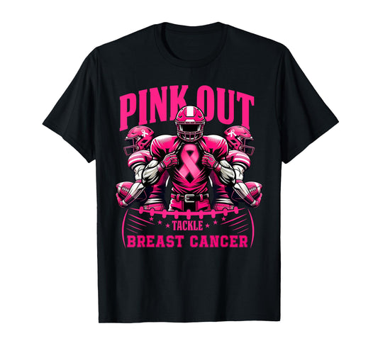 Pink Out Football Game Tackle Breast Cancer Spirit Week T-Shirt