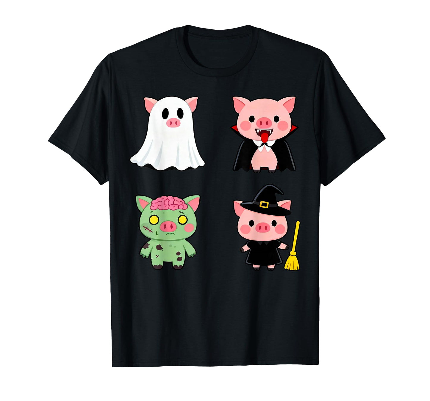 Spooky Witch Boo Zombie Cute Pig Halloween Boys & Girls T-Shirt