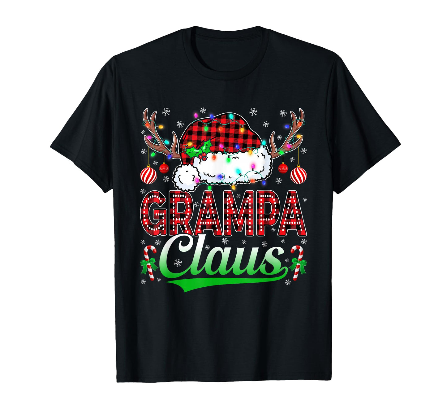 Grampa Claus Christmas Lights Matching Family Xmas Pajama T-Shirt