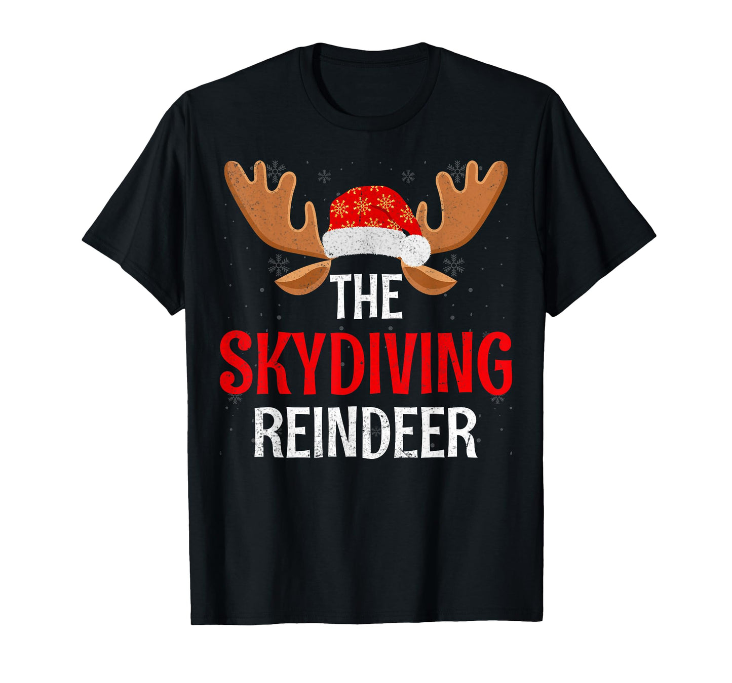 The Skydiving Reindeer Santa Hat Christmas Day Men Women T-Shirt