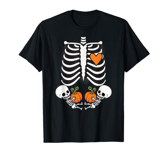 Pregnancy Announcement Gender Reveal Skeleton Twins T-Shirt