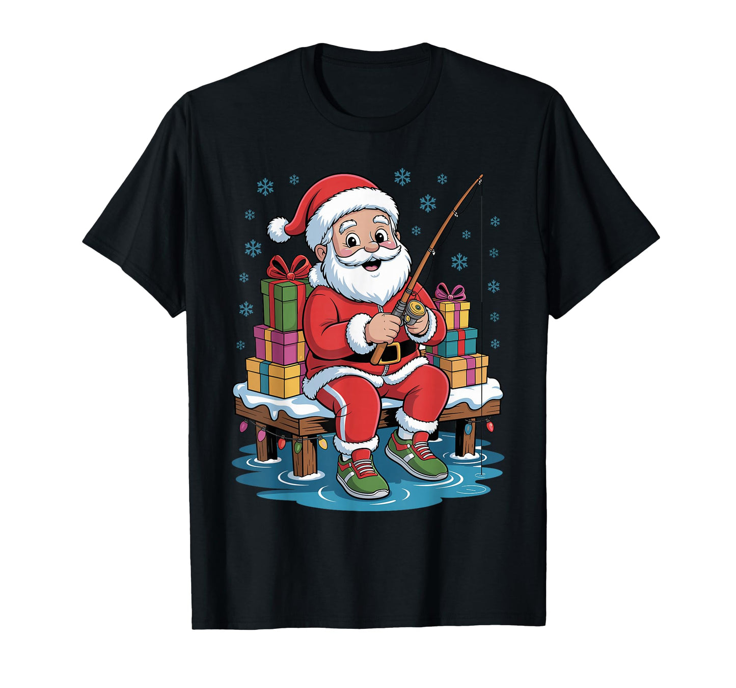 Funny Fisherman Santa Fishing Lovers Christmas Xmas Pajama T-Shirt