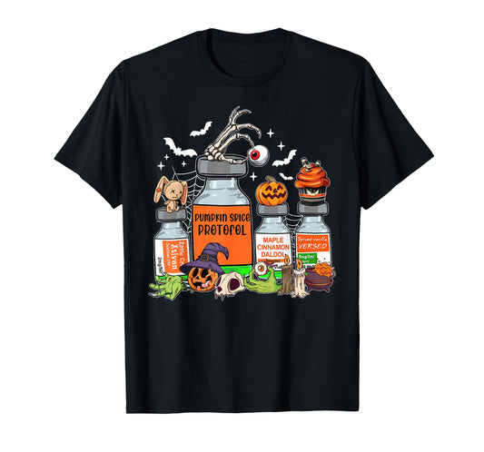 Nurse Halloween Pumpkin Spice Medical Vials Witches Nursing T-Shirt