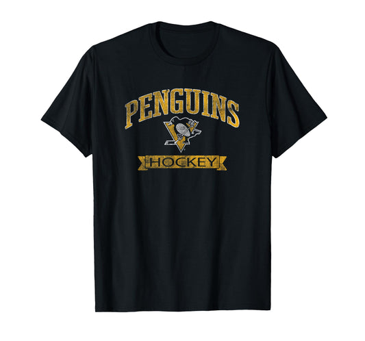 Pittsburgh Penguins Vintage Hockey Black Officially Licensed T-Shirt