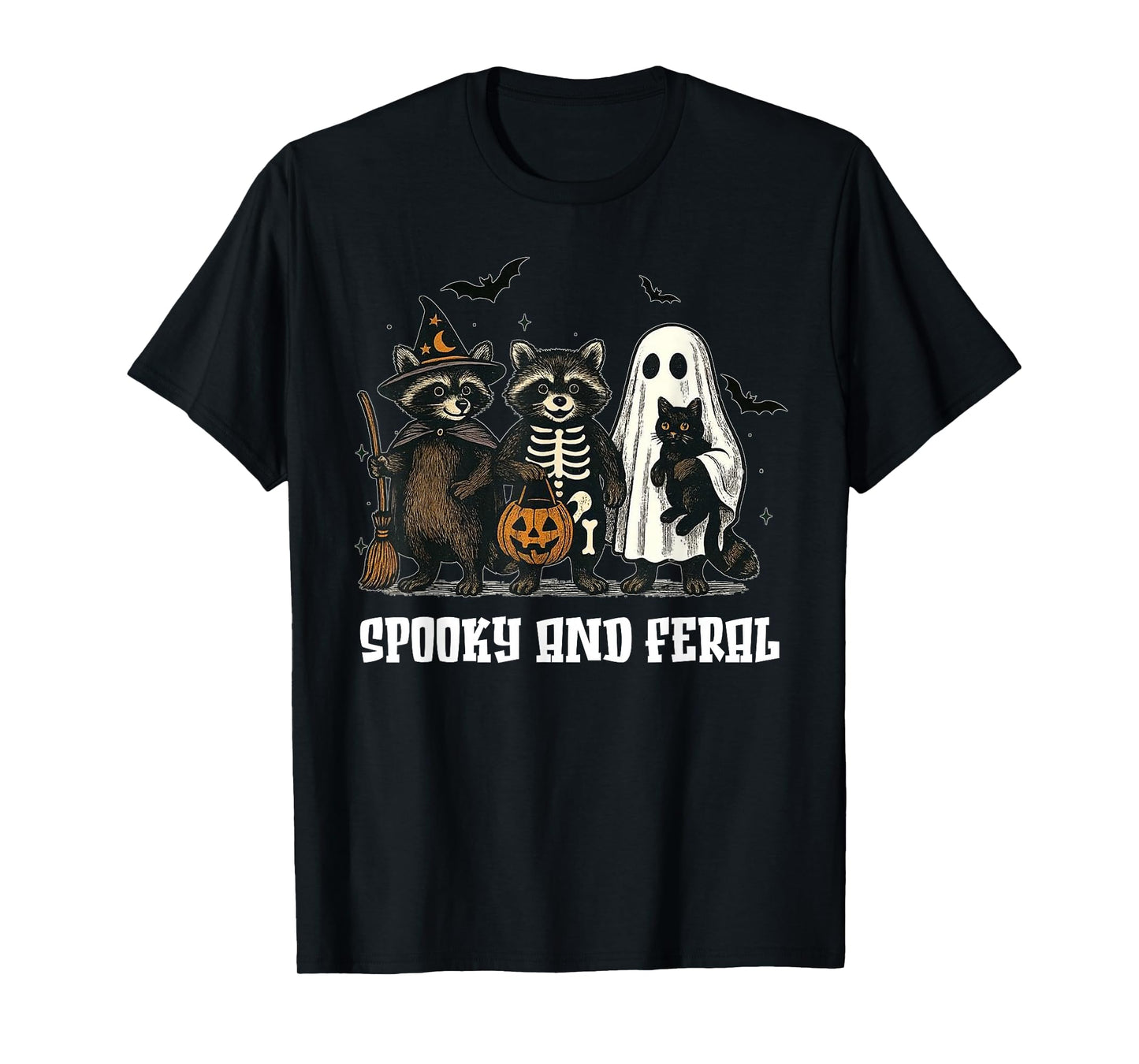 Halloween Raccoon Spooky and Feral Ghost Raccoon Spooky T-Shirt