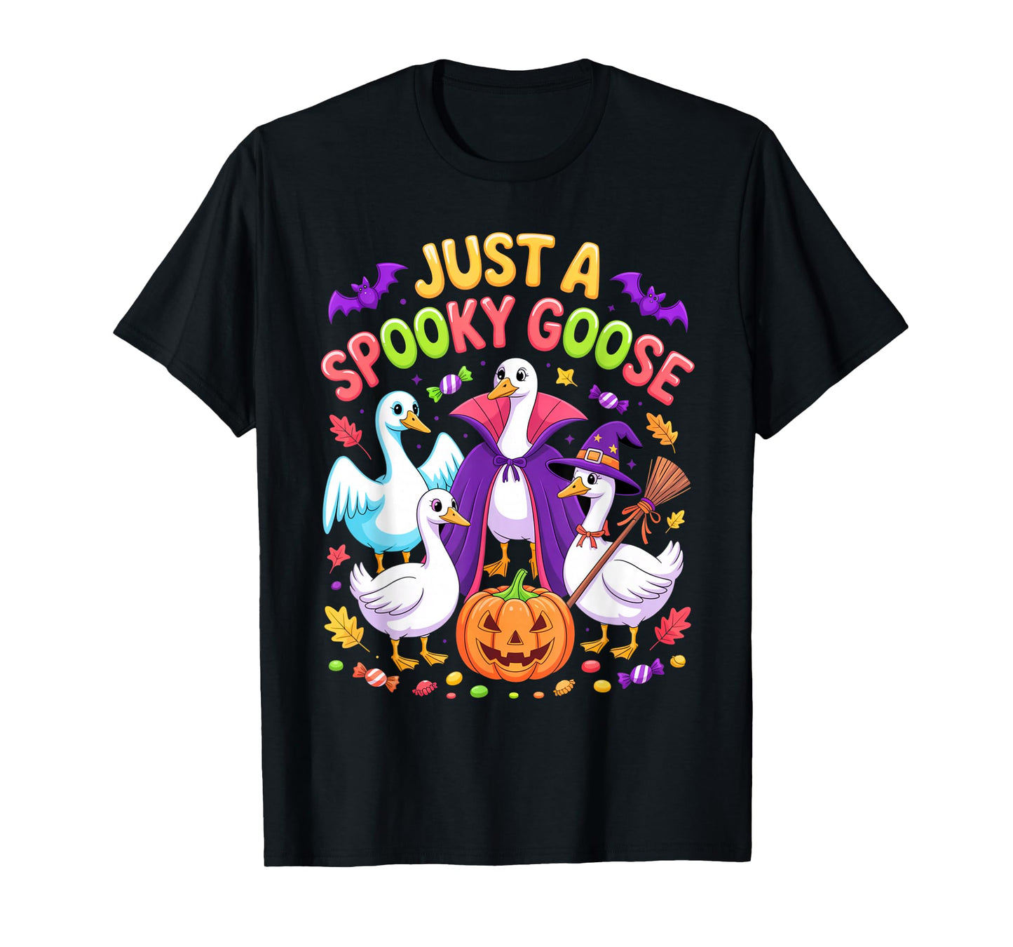 Just A Spooky Goose Family Halloween Outfit with Funny Geese T-Shirt