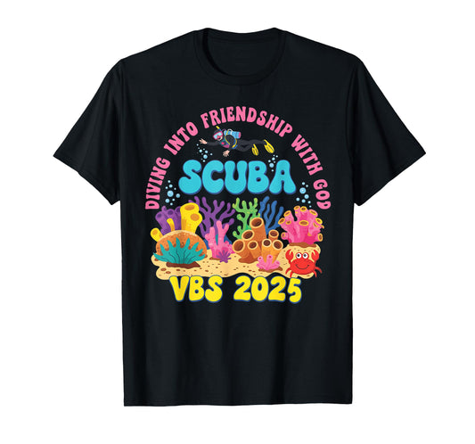 Diving Into Friendship With God Beach Scuba VBS 2025 T-Shirt