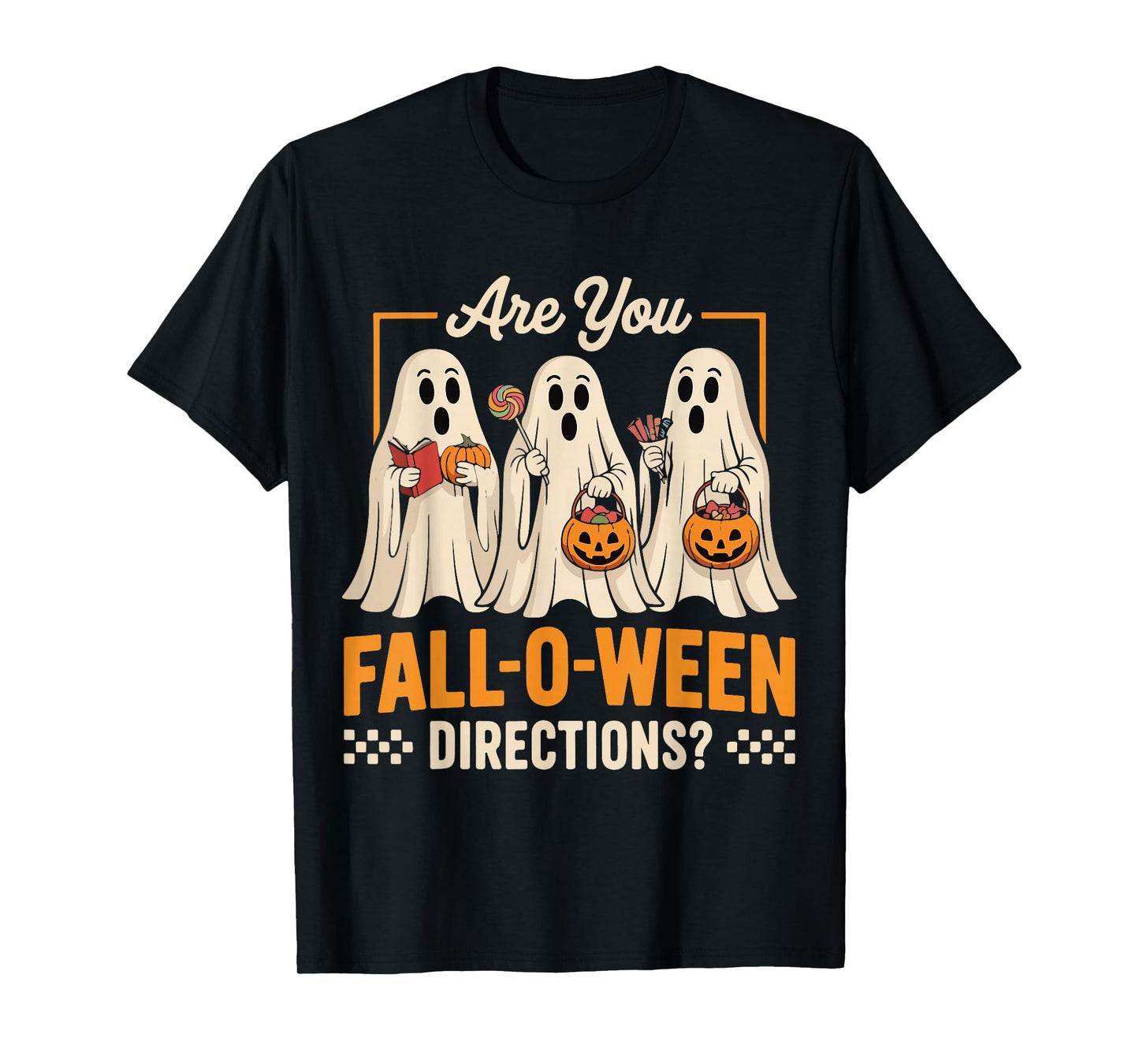 are You Fall O Ween Directions Halloween Teacher Ghost Retro T-Shirt