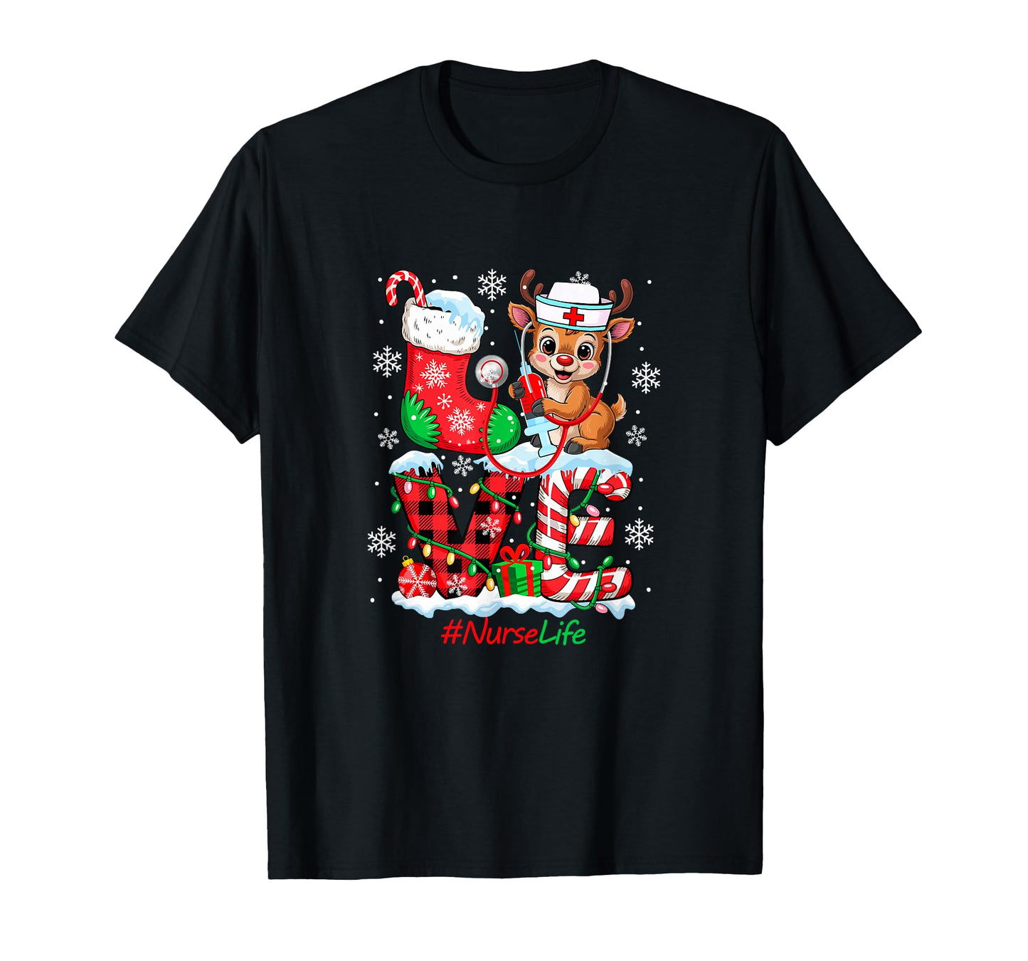Love Nurse Tools Christmas Santa Reindeer Matching Job Team T-Shirt