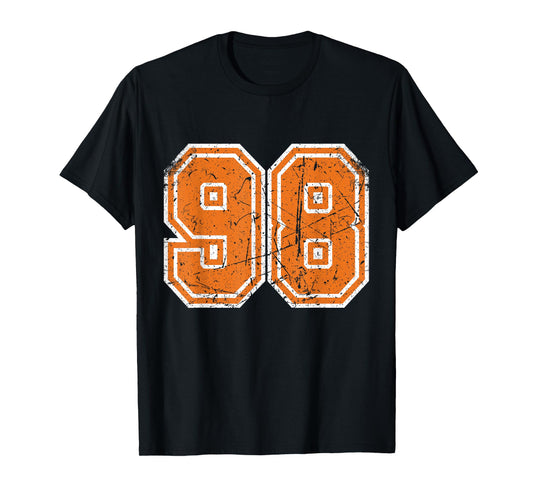 Sports Legendz Unisex-Adult Vintage Number #98 Orange Varsity Number T-Shirt